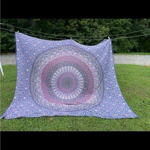 Bohemian Mandala Tapestry Throw in Lavender and Pink